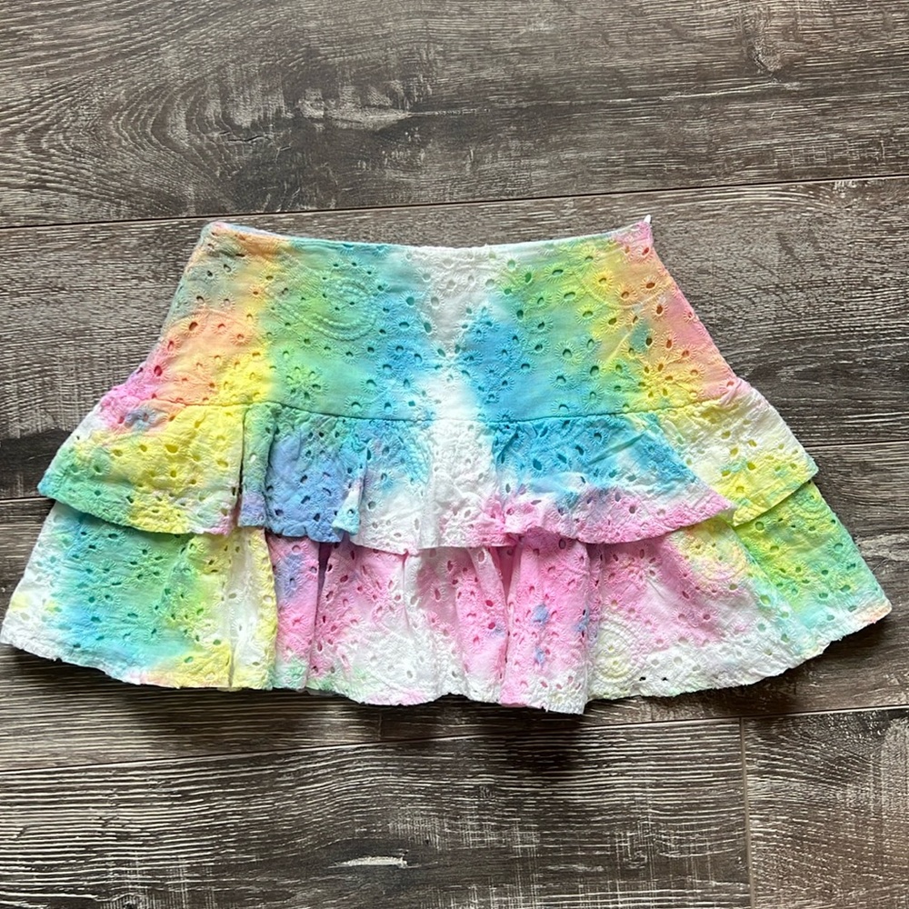 NWT Girls Katie J NYC Tie Dye Eyelet Skirt S 7 8